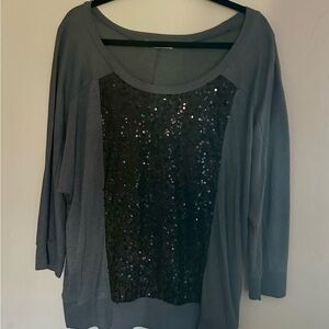 Gray and Black Sequin Old Navy Women's Top